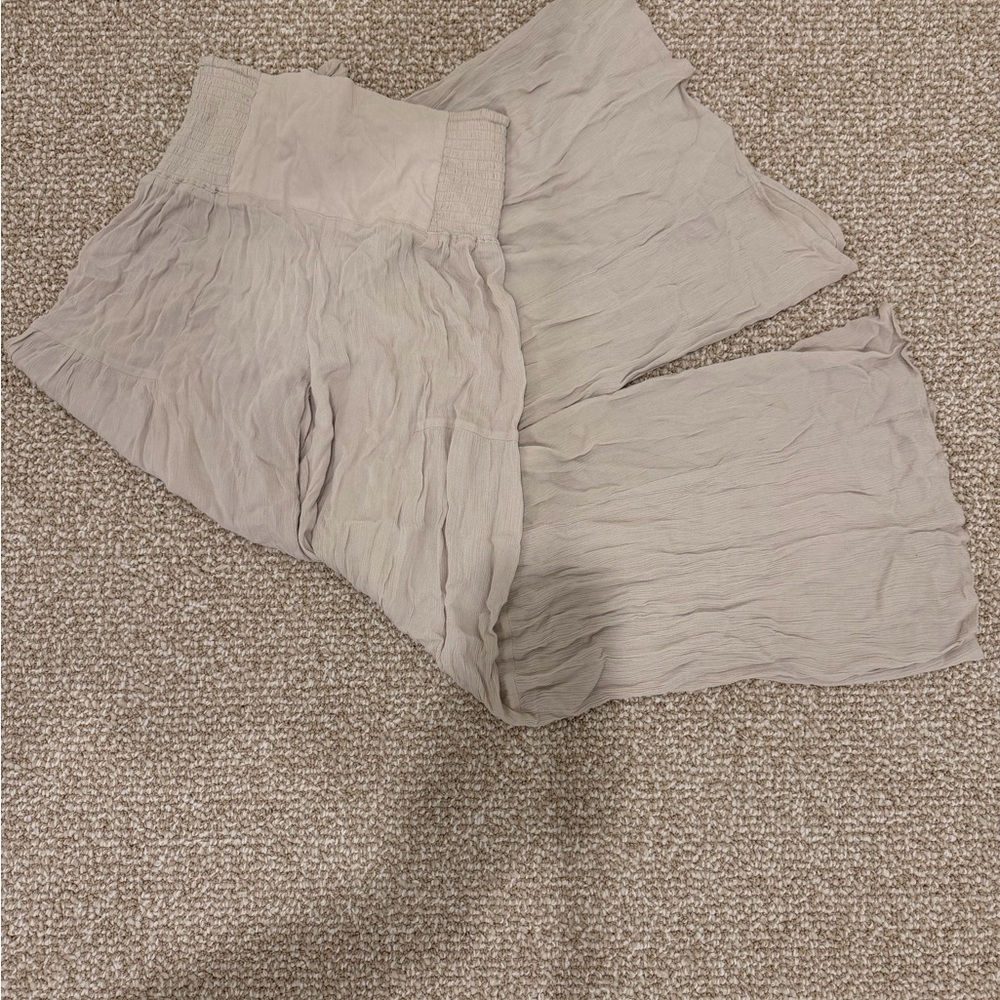 Flowy Cream Wide-Leg Pants